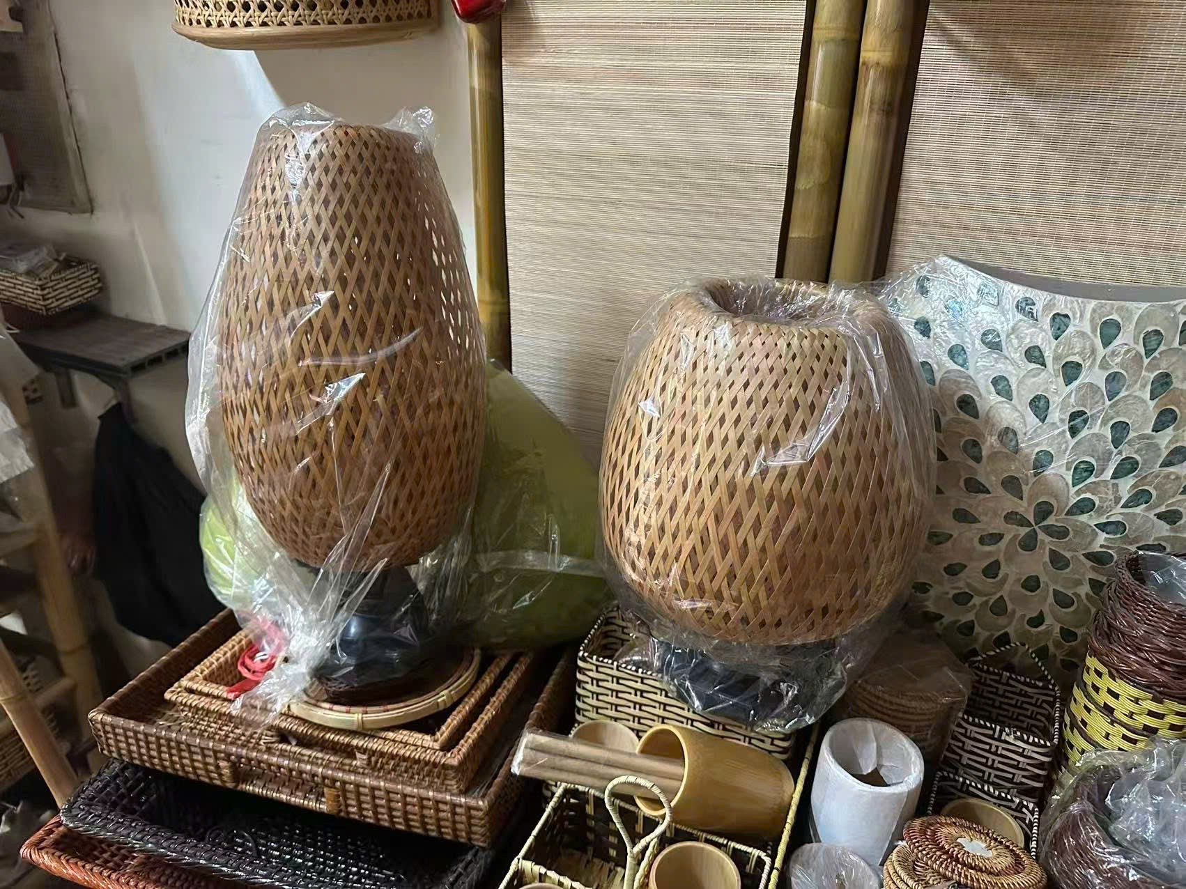 Đèn Bàn Thủ Công Mây Tre Đan Cao Cấp